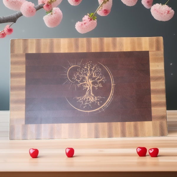 The Tree Of Life End Grain Inlaid Butchers Block